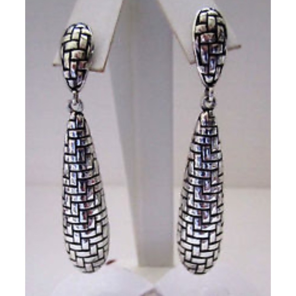 Brighton Talana Silver Plated Basketweave Post Drop Earrings